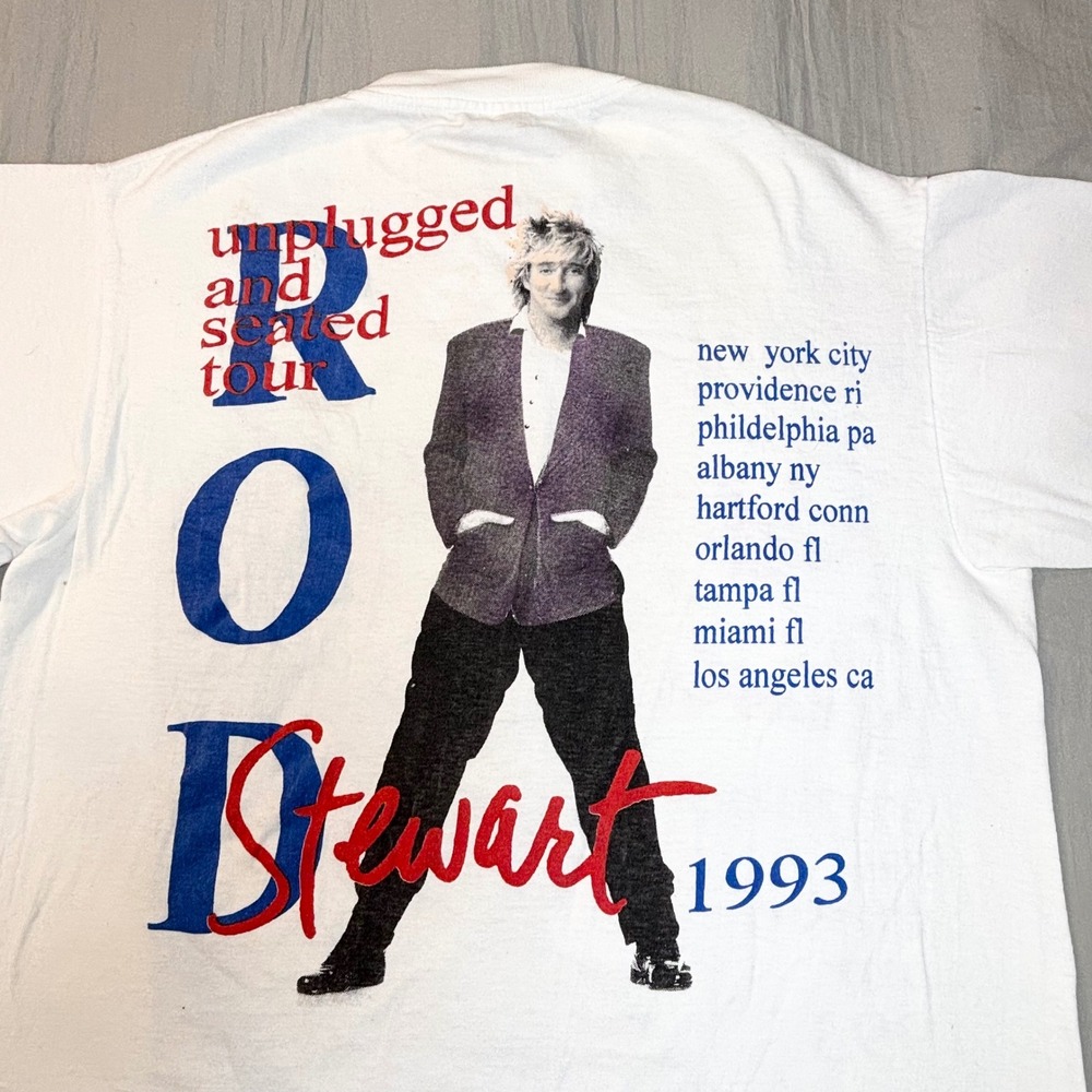 Vintage  Rod Stewart t shirt 1993 Unplugged and Seated Tour large‎ single stitch - Picture 4 of 11
